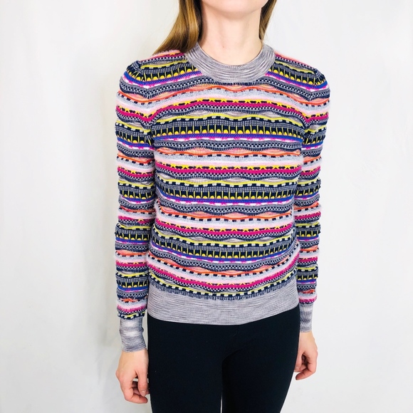 Carven Knit Multi Color Sweater Unique EUC S - Picture 7 of 8